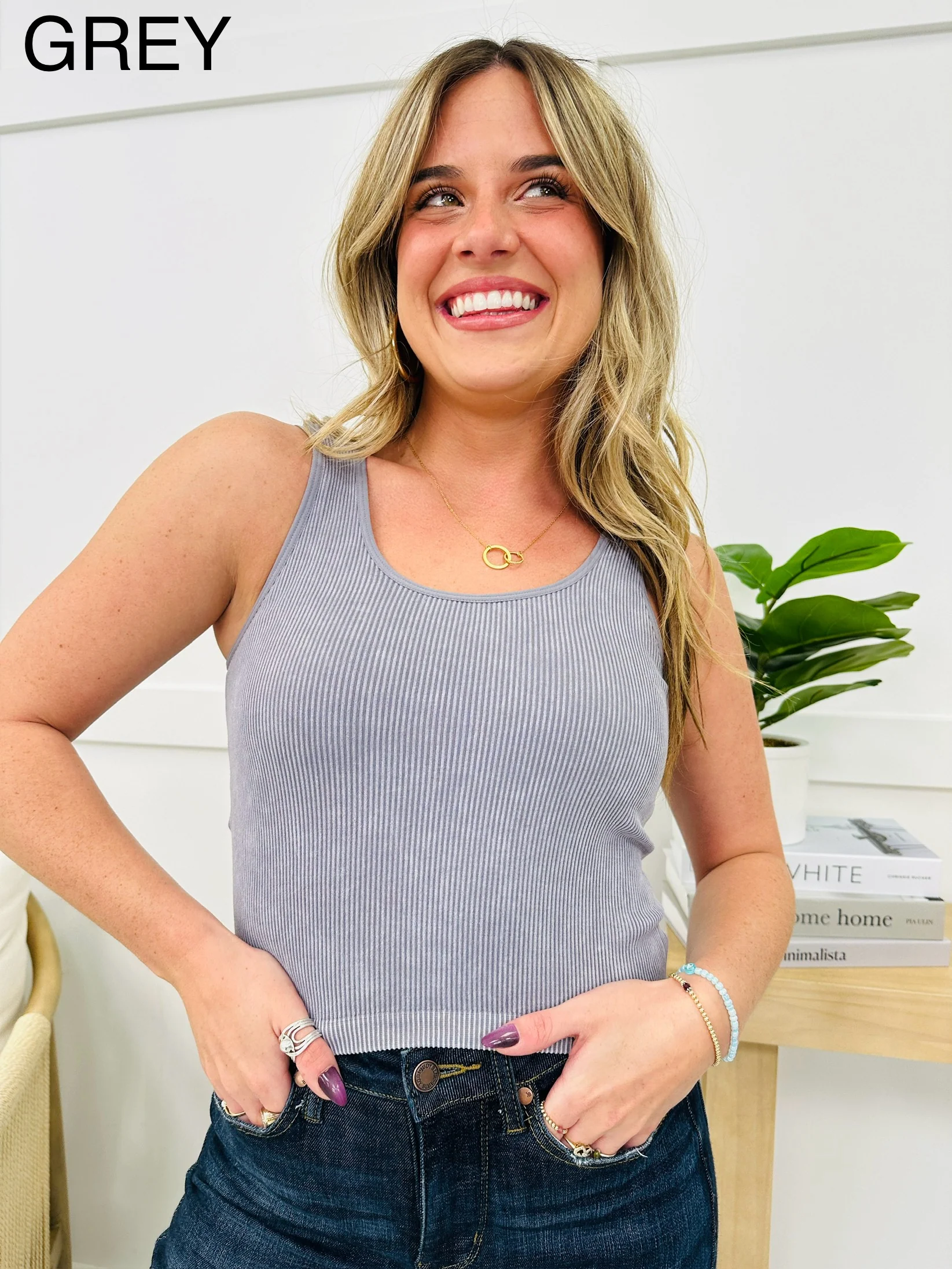 Seamless Reversible Stonewashed Ribbed Tank Top in Multiple Colors - Image 29