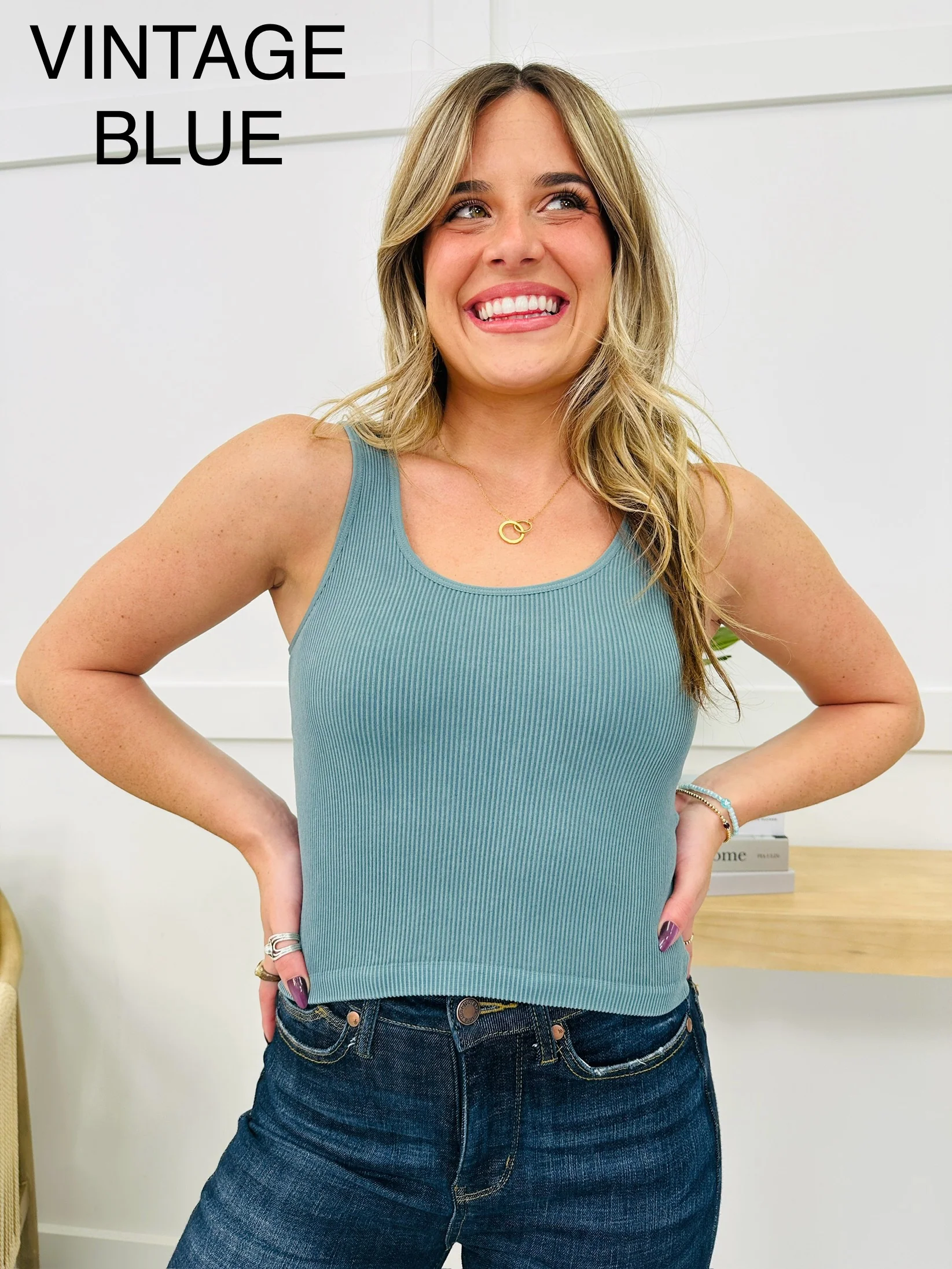 Seamless Reversible Stonewashed Ribbed Tank Top in Multiple Colors - Image 33
