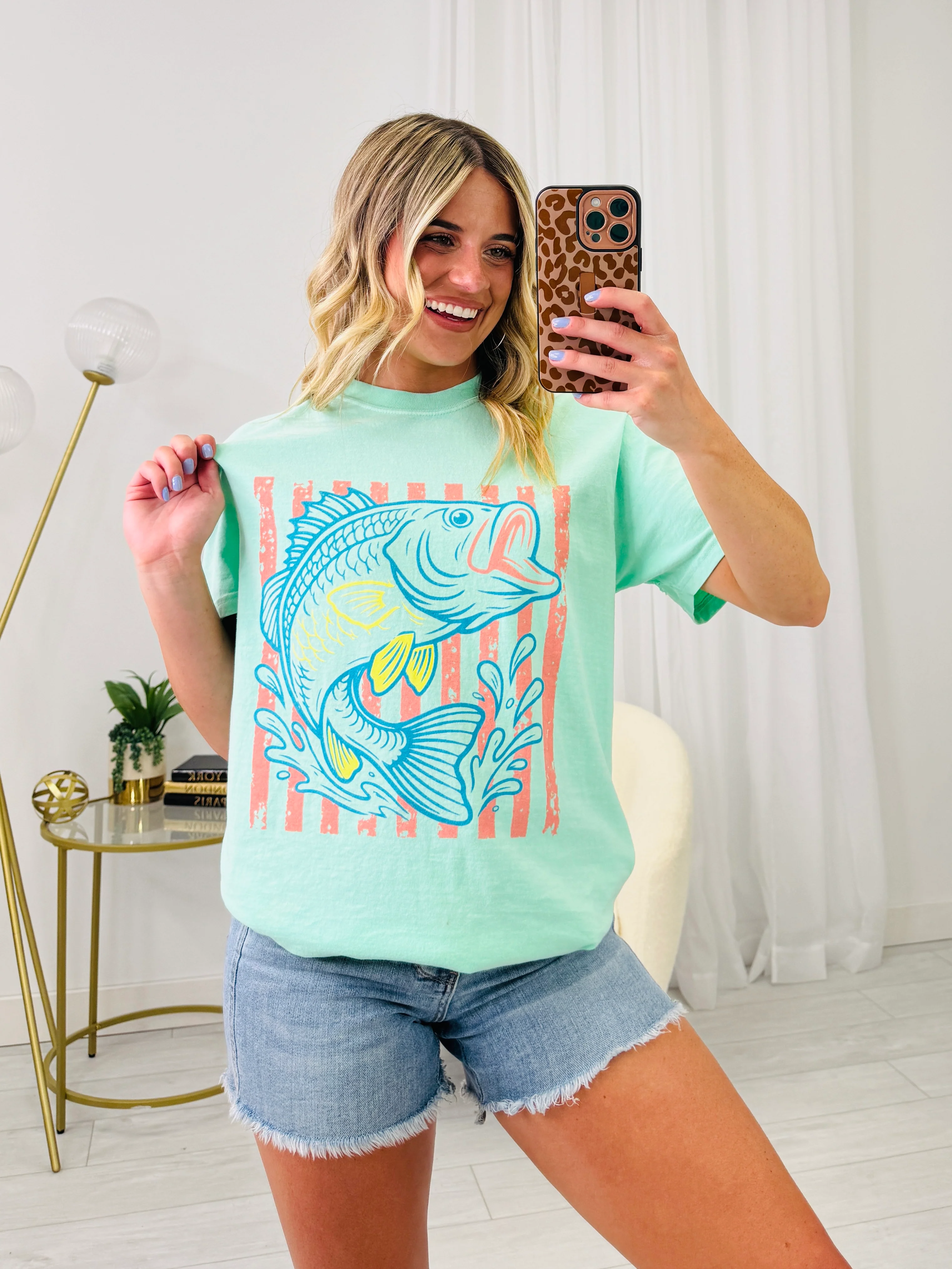 Retro Striped Bass Graphic Tee - Image 5