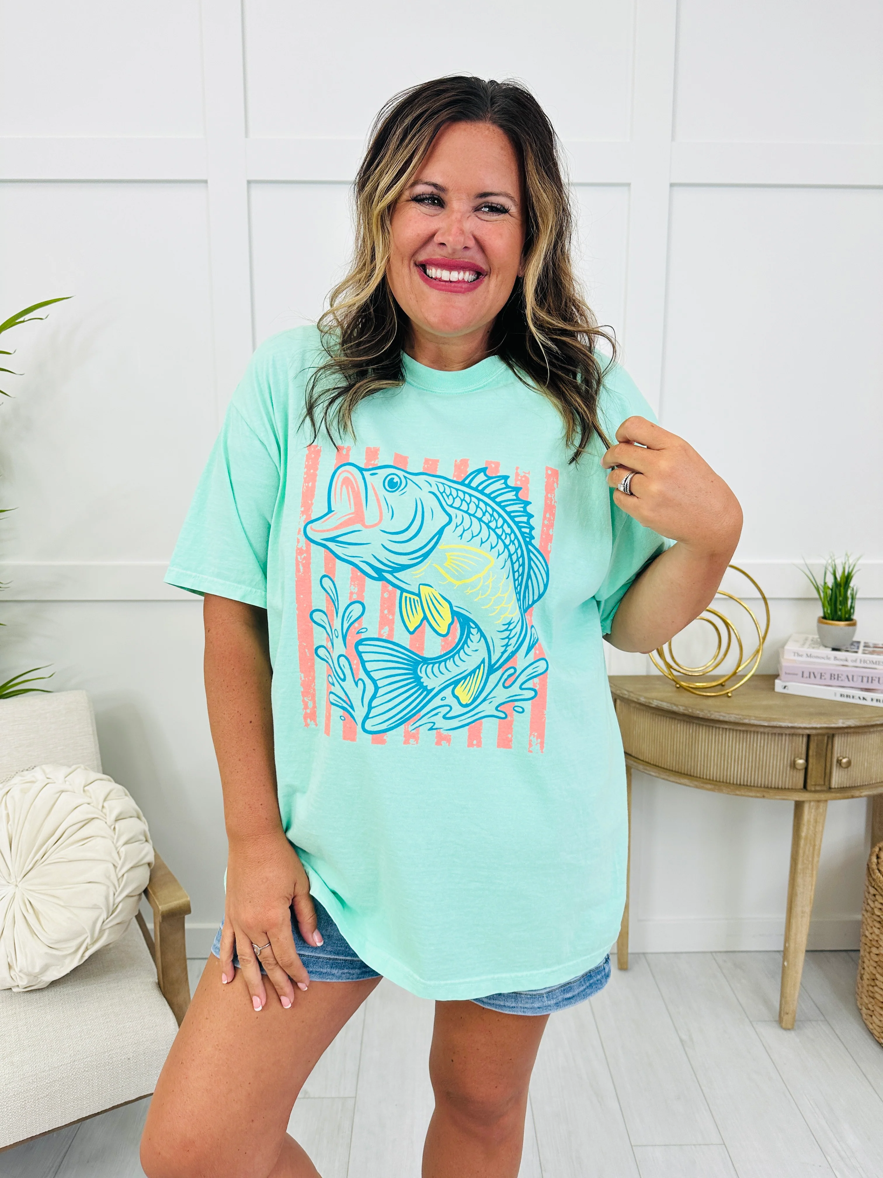 Retro Striped Bass Graphic Tee - Image 6