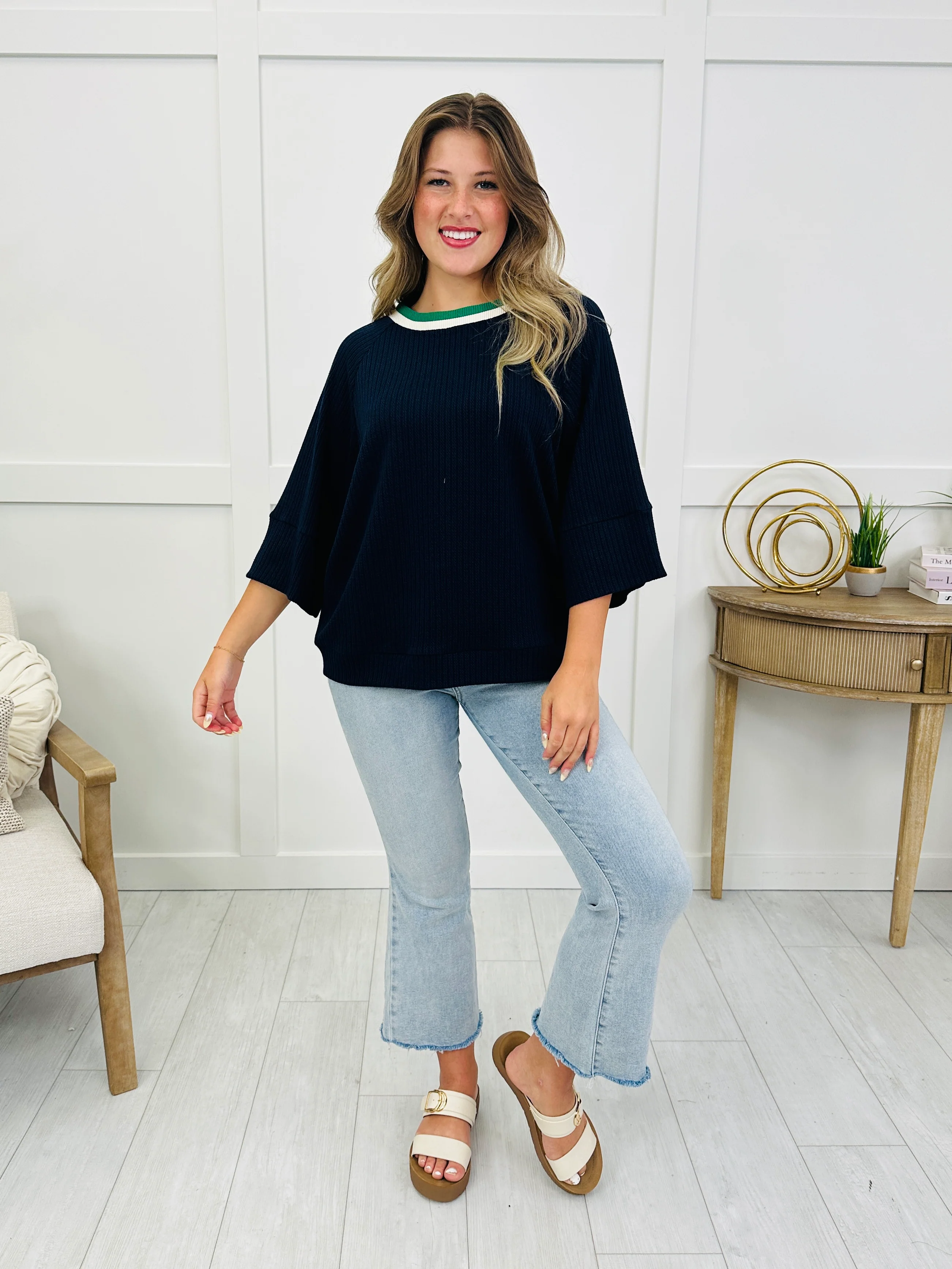 Running Around Town Top In Navy - Image 2