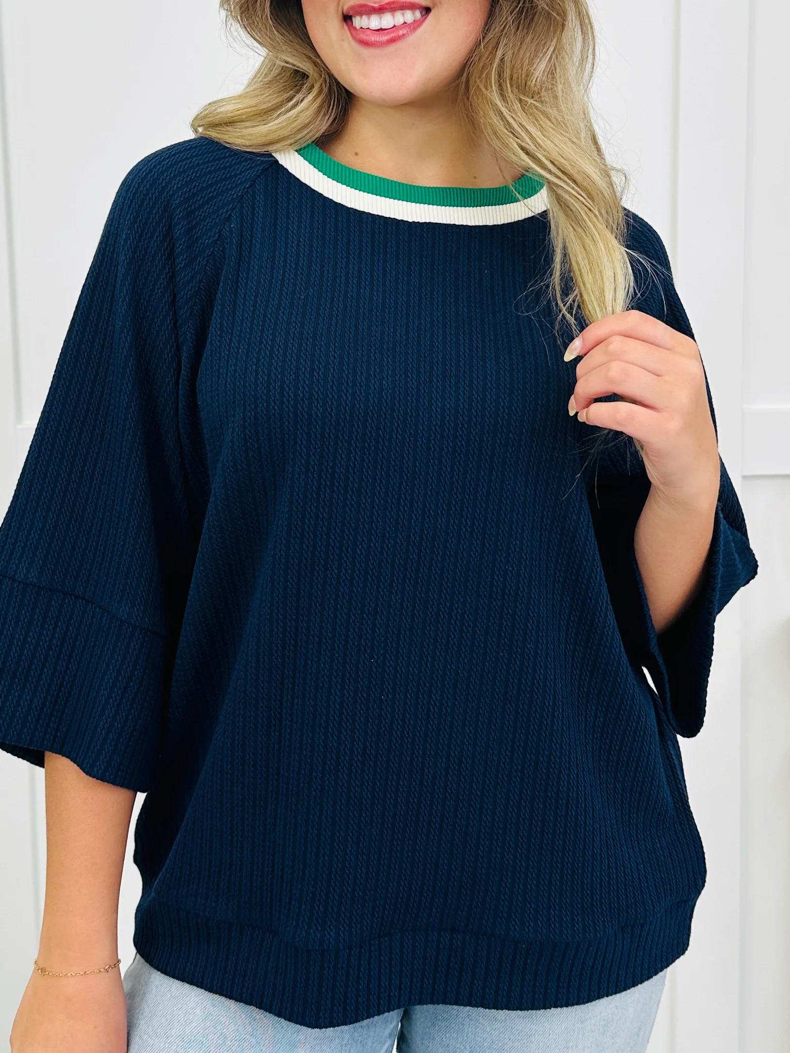Running Around Town Top In Navy - Image 3