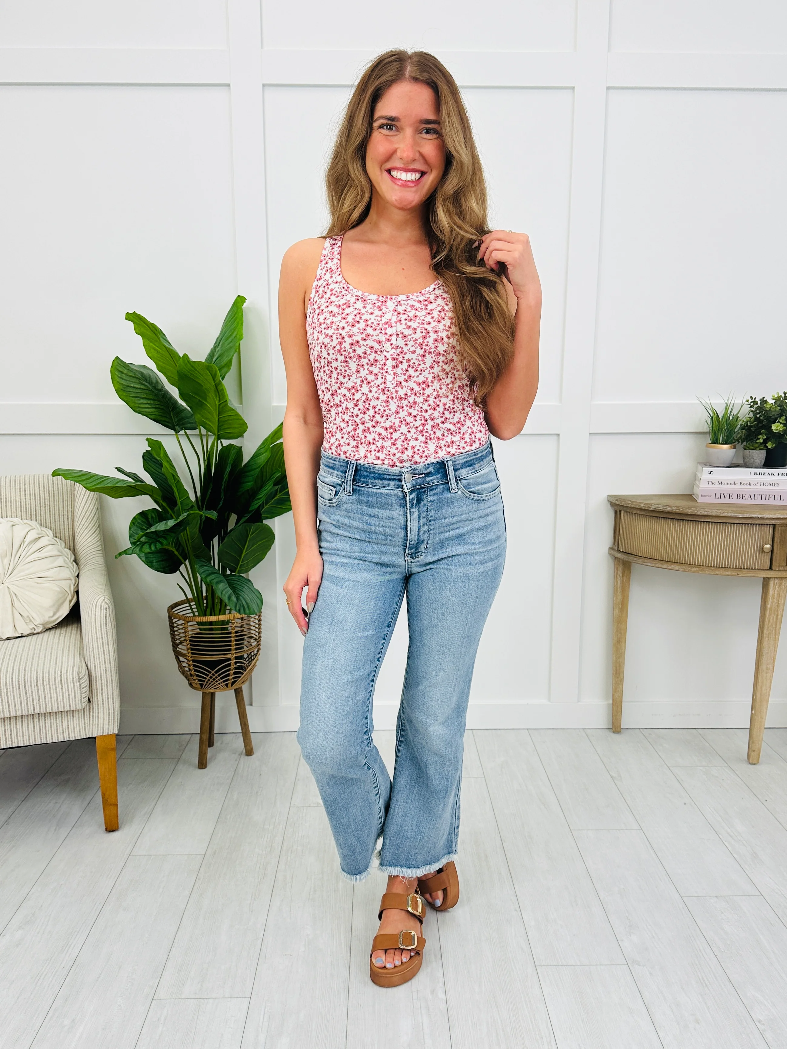 Simply Soft Floral Tank In Raspberry Pink - Image 2