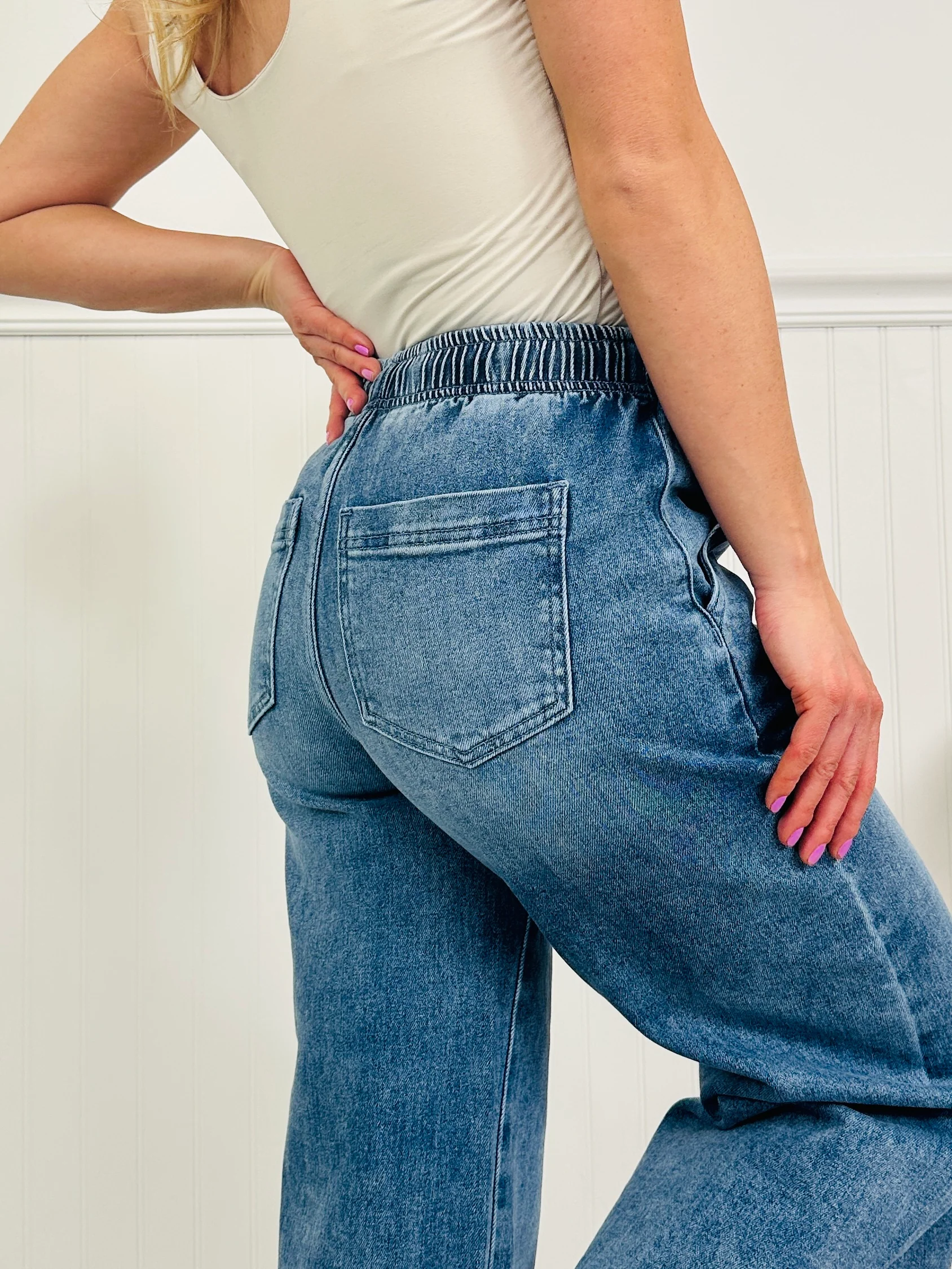 Stretch Your Limits Tummy Control Cropped Wide Leg Jeans - Image 9