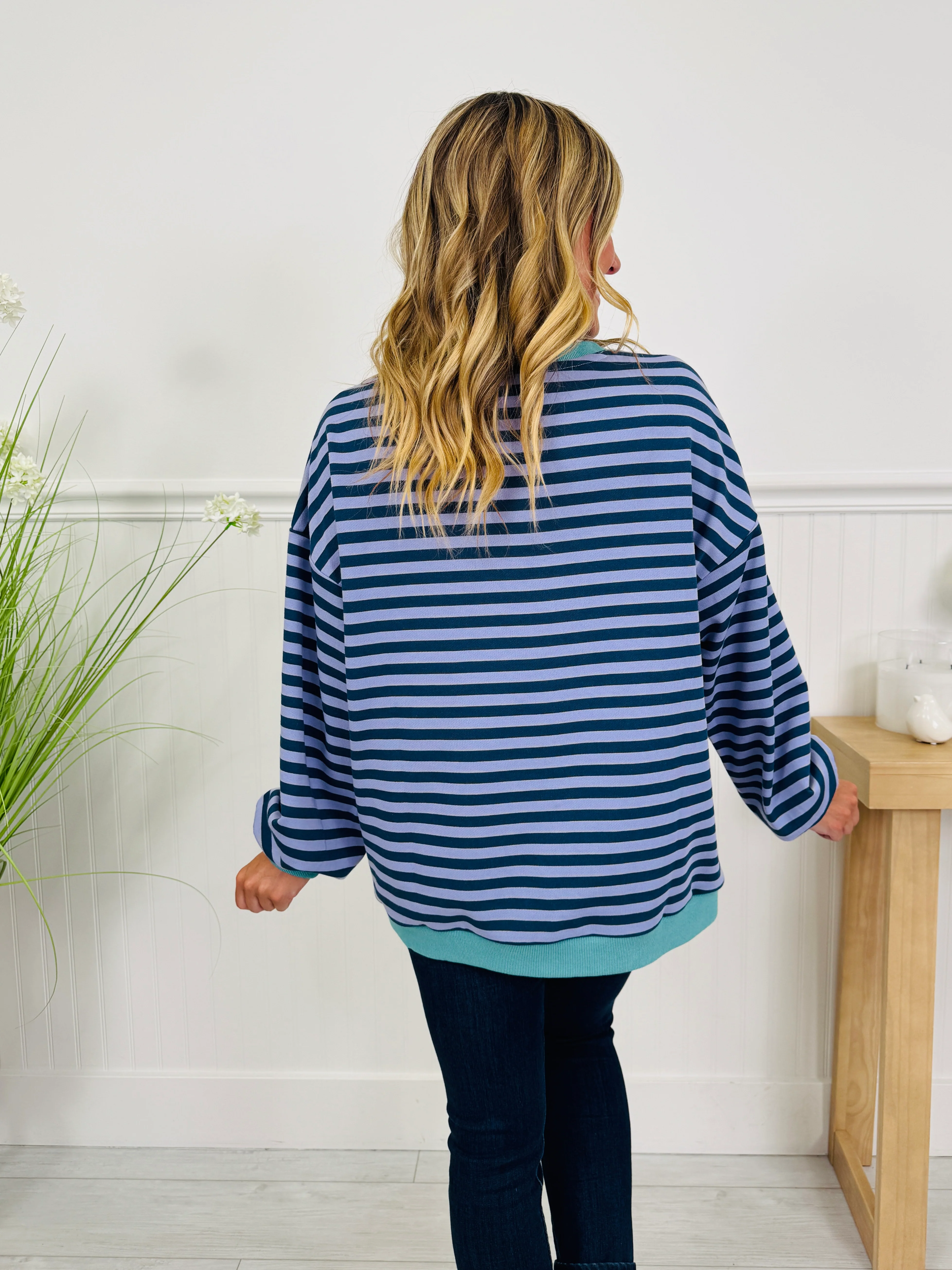 Stripe Story Pullover In Navy - Image 5