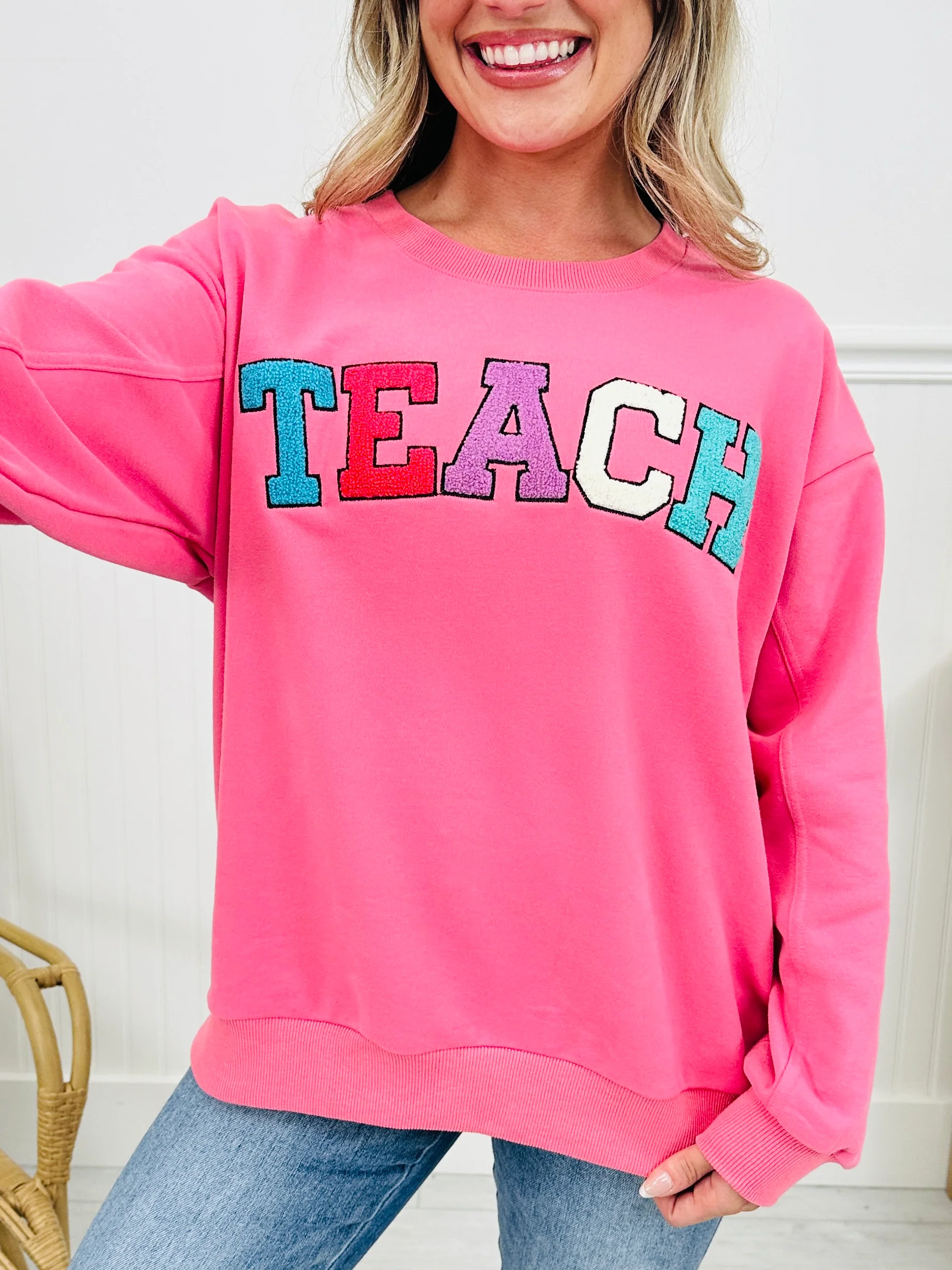 Teach MOCO Exclusive Crewneck In Pink - Image 2