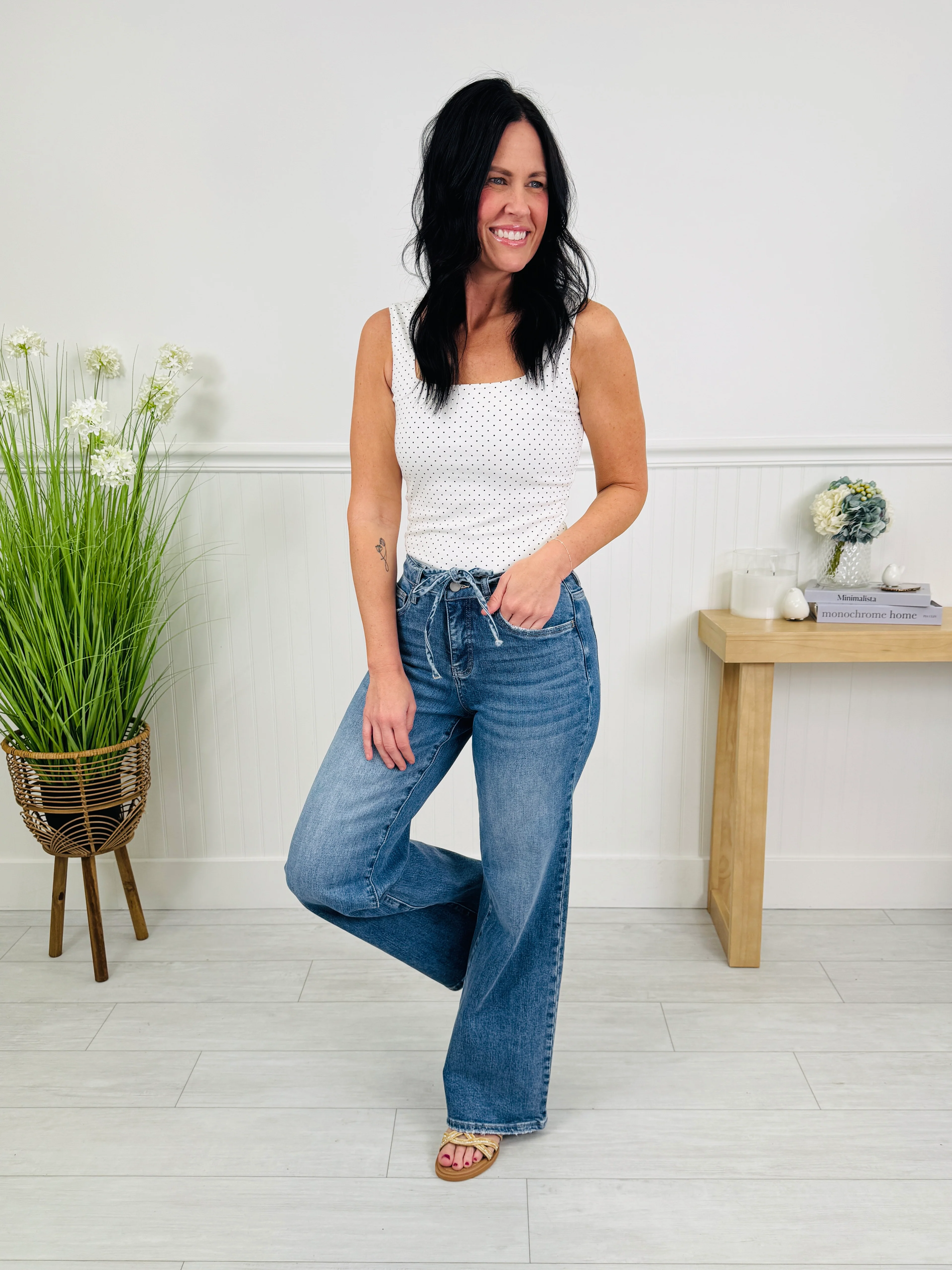 Tied Up in Style Tummy Control Wide Leg Jeans - Image 18