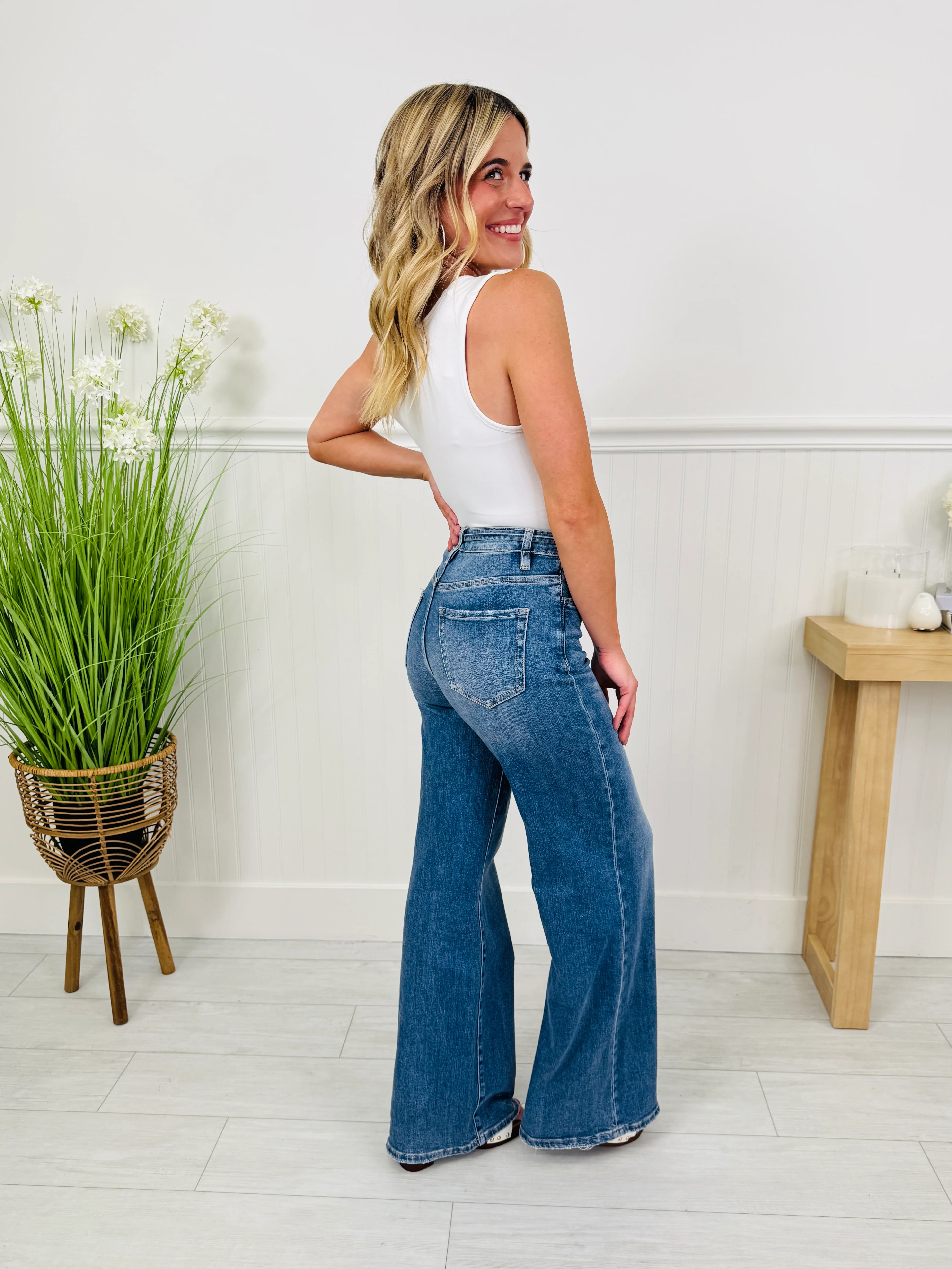 Tied Up in Style Tummy Control Wide Leg Jeans - Image 9