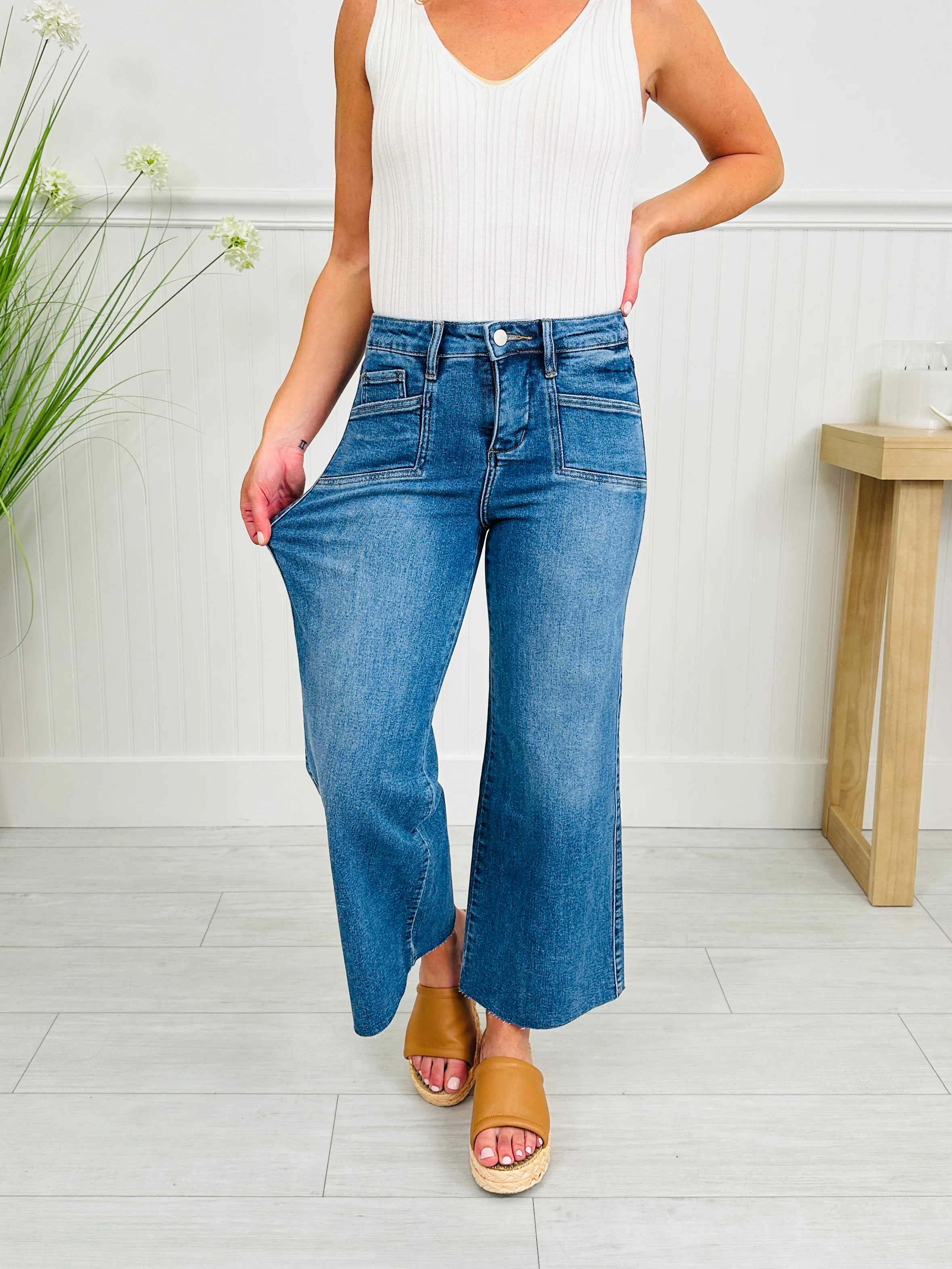 Top Of The Crop Tummy Control Wide Leg Cropped Jeans - Image 3