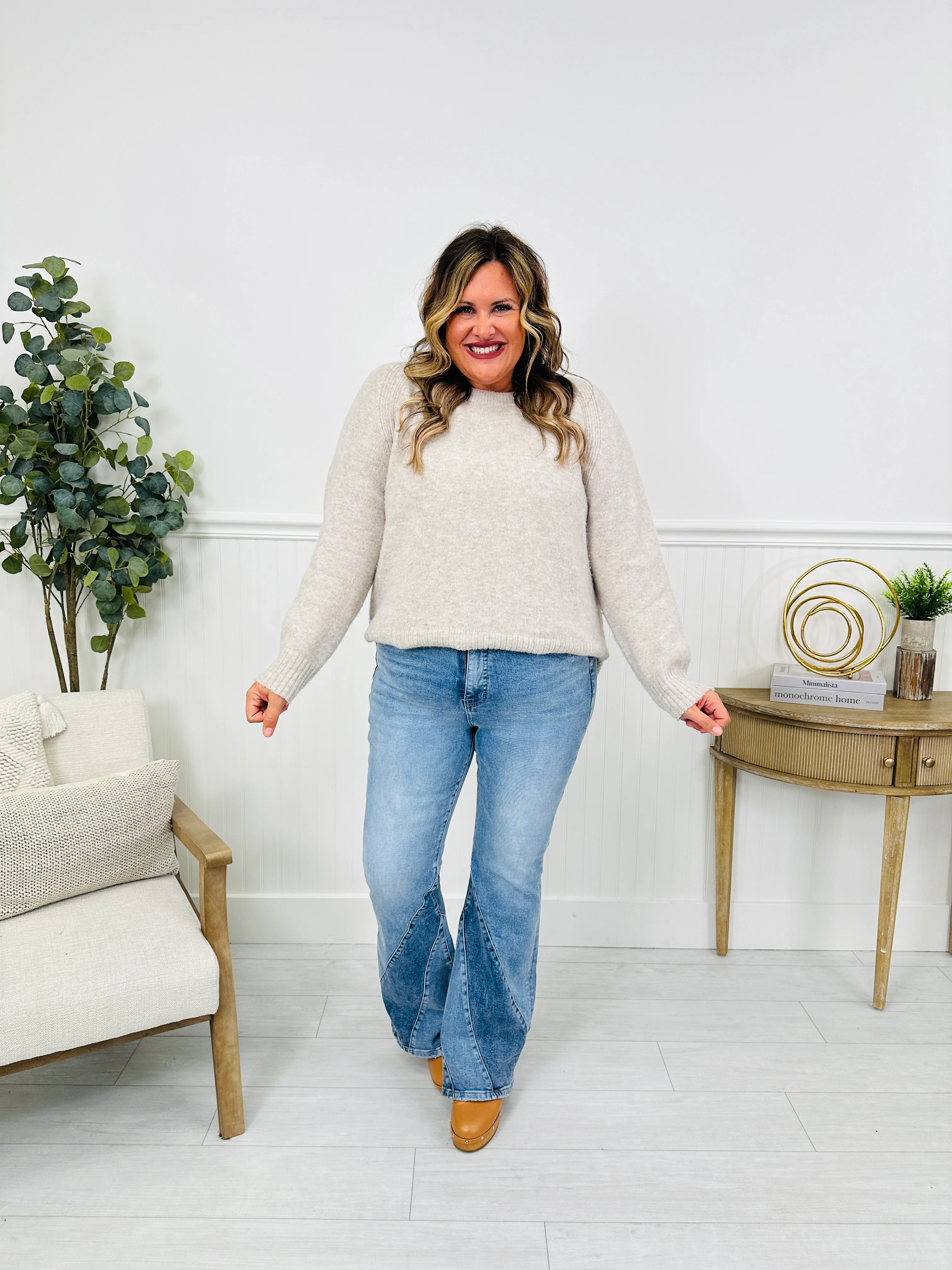 Two Tone Trend Tummy Control Flare Jeans - Image 13