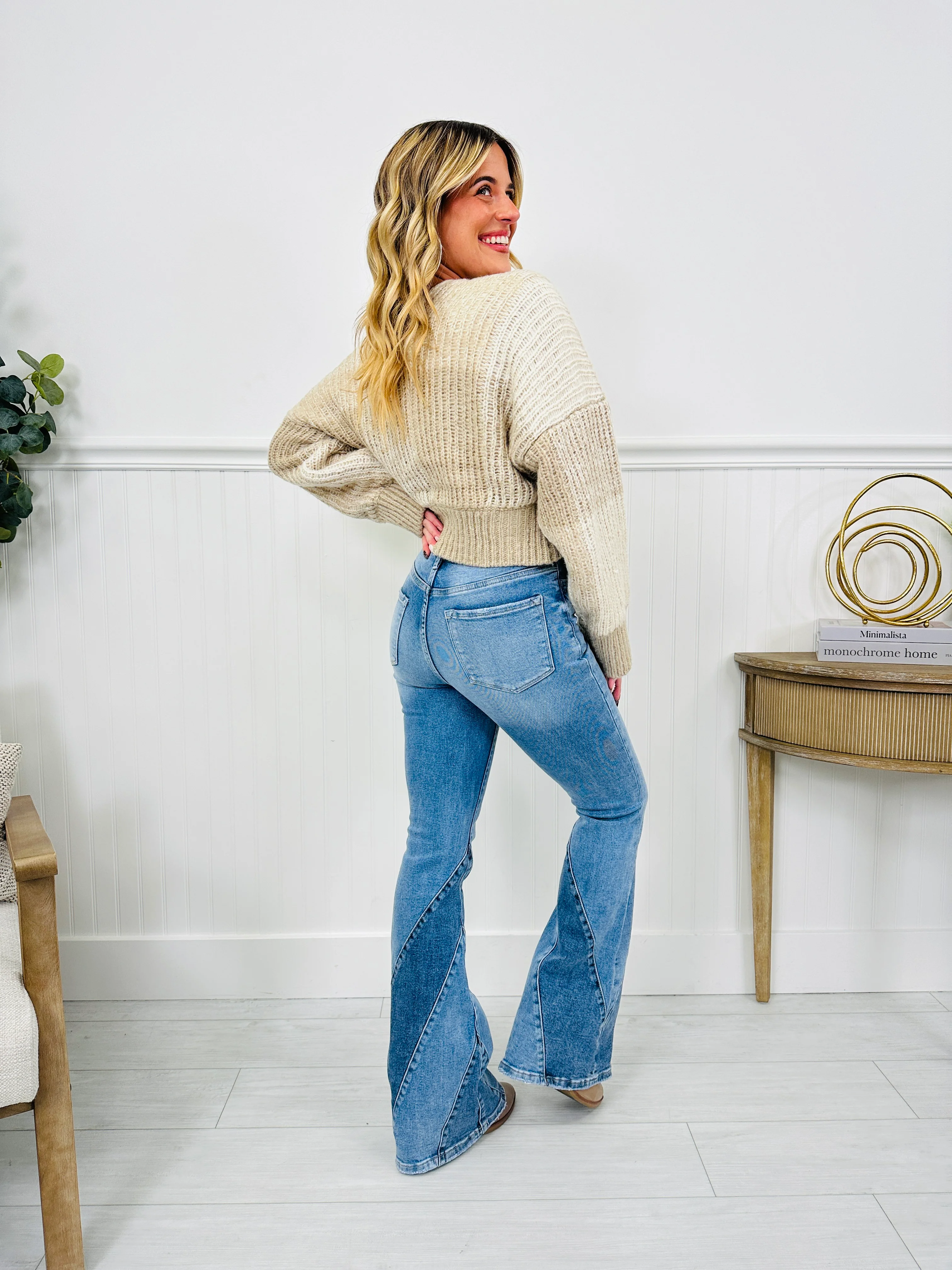 Two Tone Trend Tummy Control Flare Jeans - Image 8