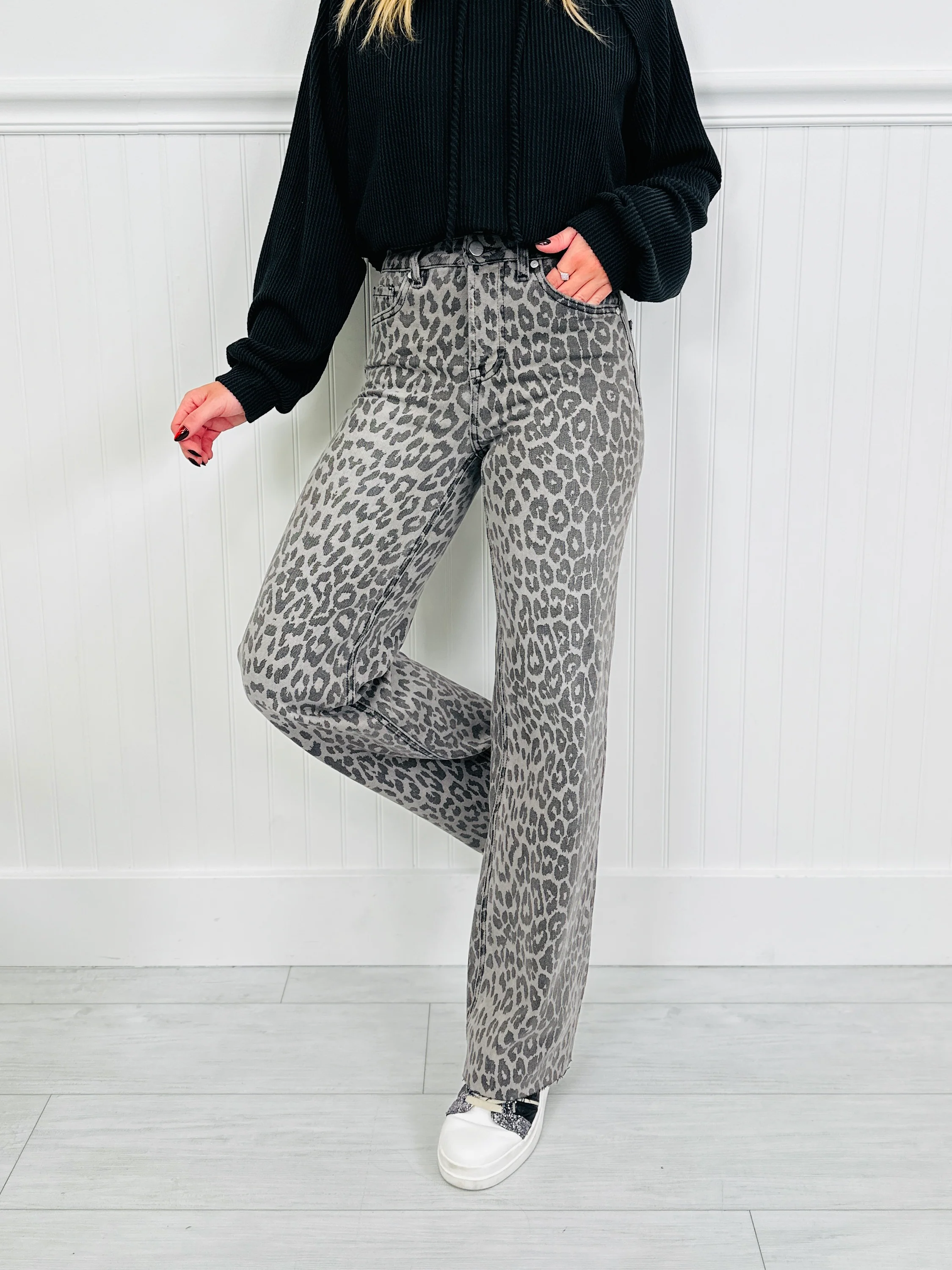 Wild Thing Tummy Control Grey Leopard Jeans - Image 5