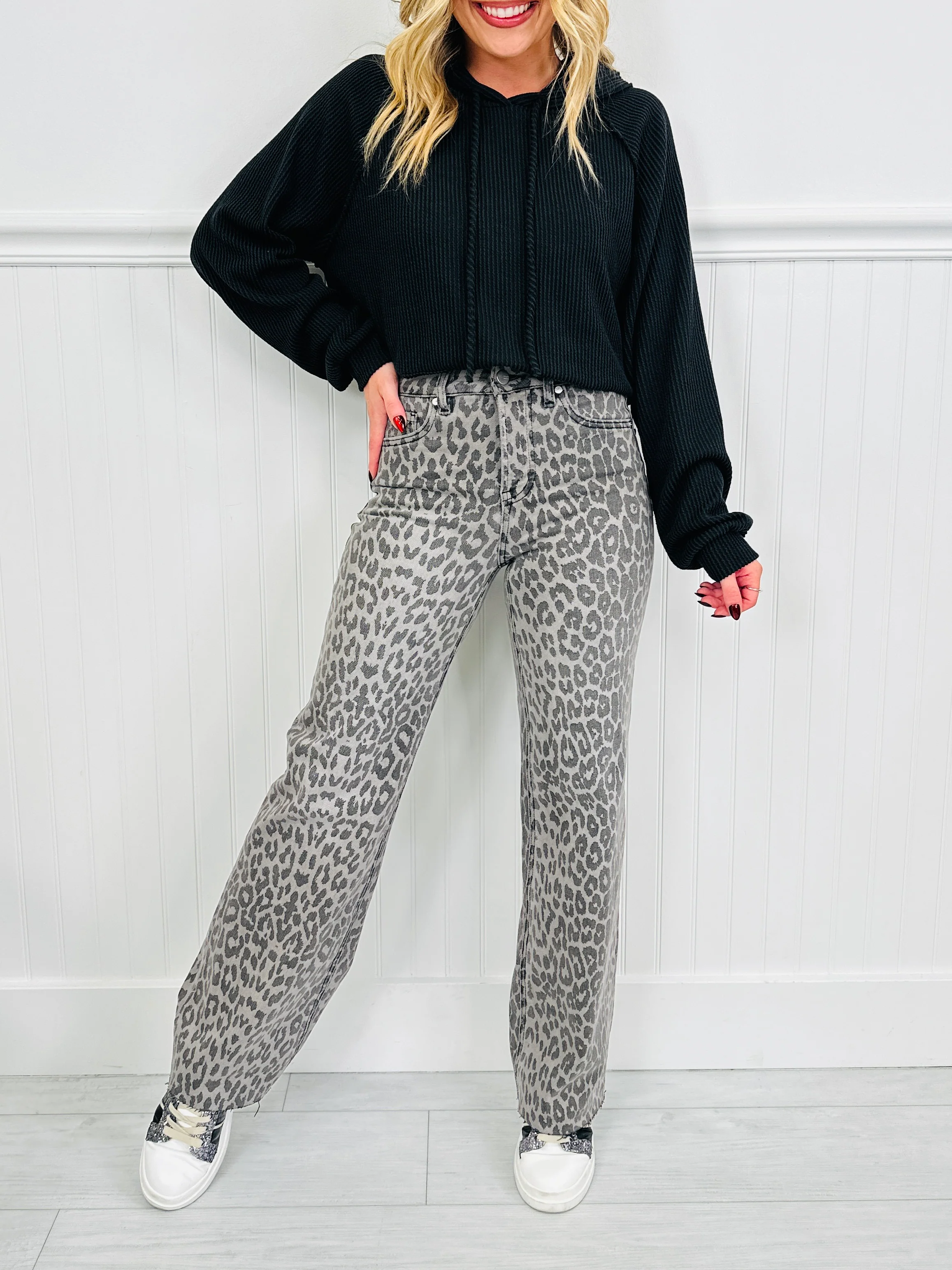 Wild Thing Tummy Control Grey Leopard Jeans - Image 6