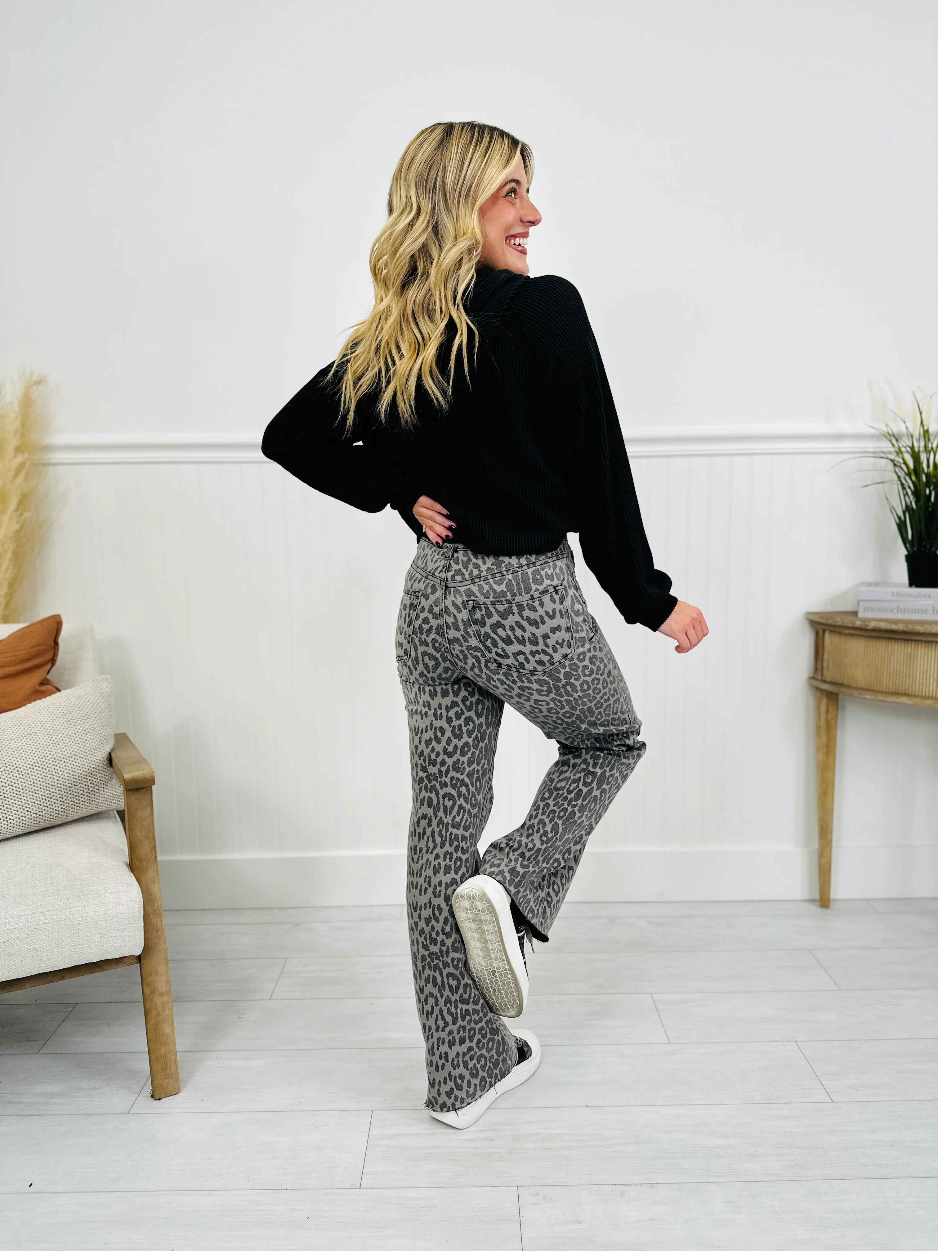 Wild Thing Tummy Control Grey Leopard Jeans - Image 7