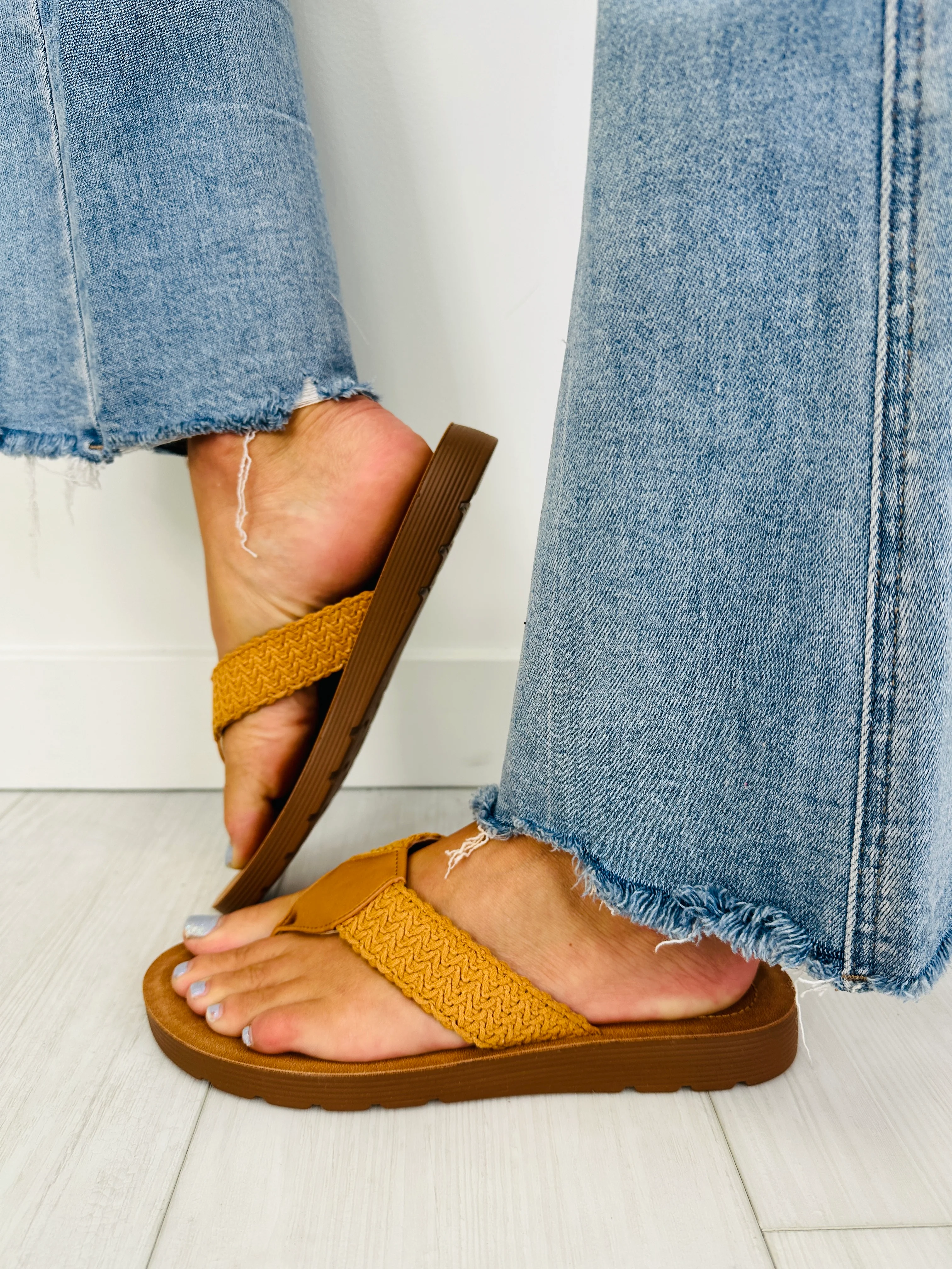 Wildflower Weave Flip Flops In Tan - Image 4